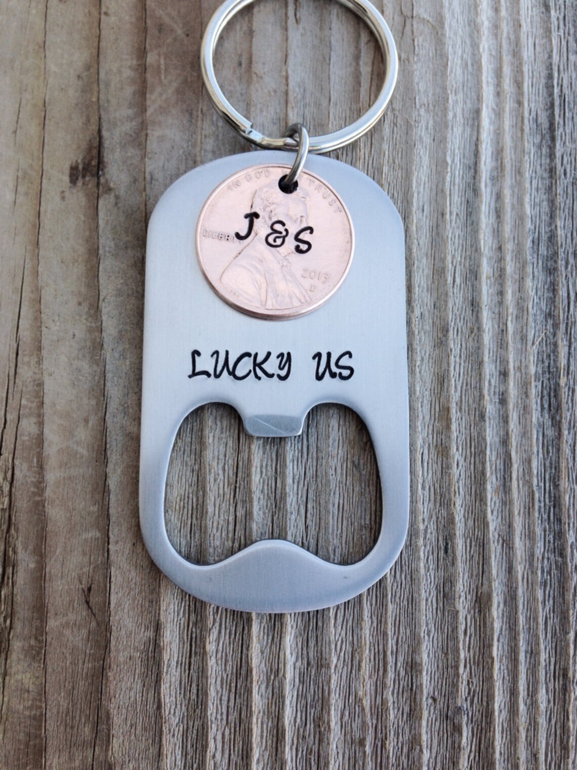 Stainless Steel Bottle Opener Handstamped Customized Penny Etsy