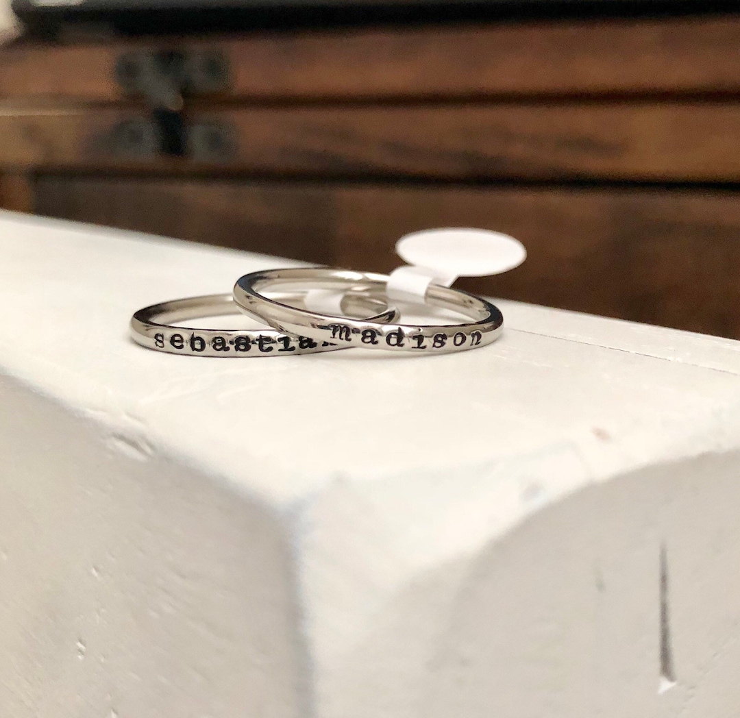 Name Ring-tiny Name Ring-personalized Custom Name Ring- 2mm Stacking ...