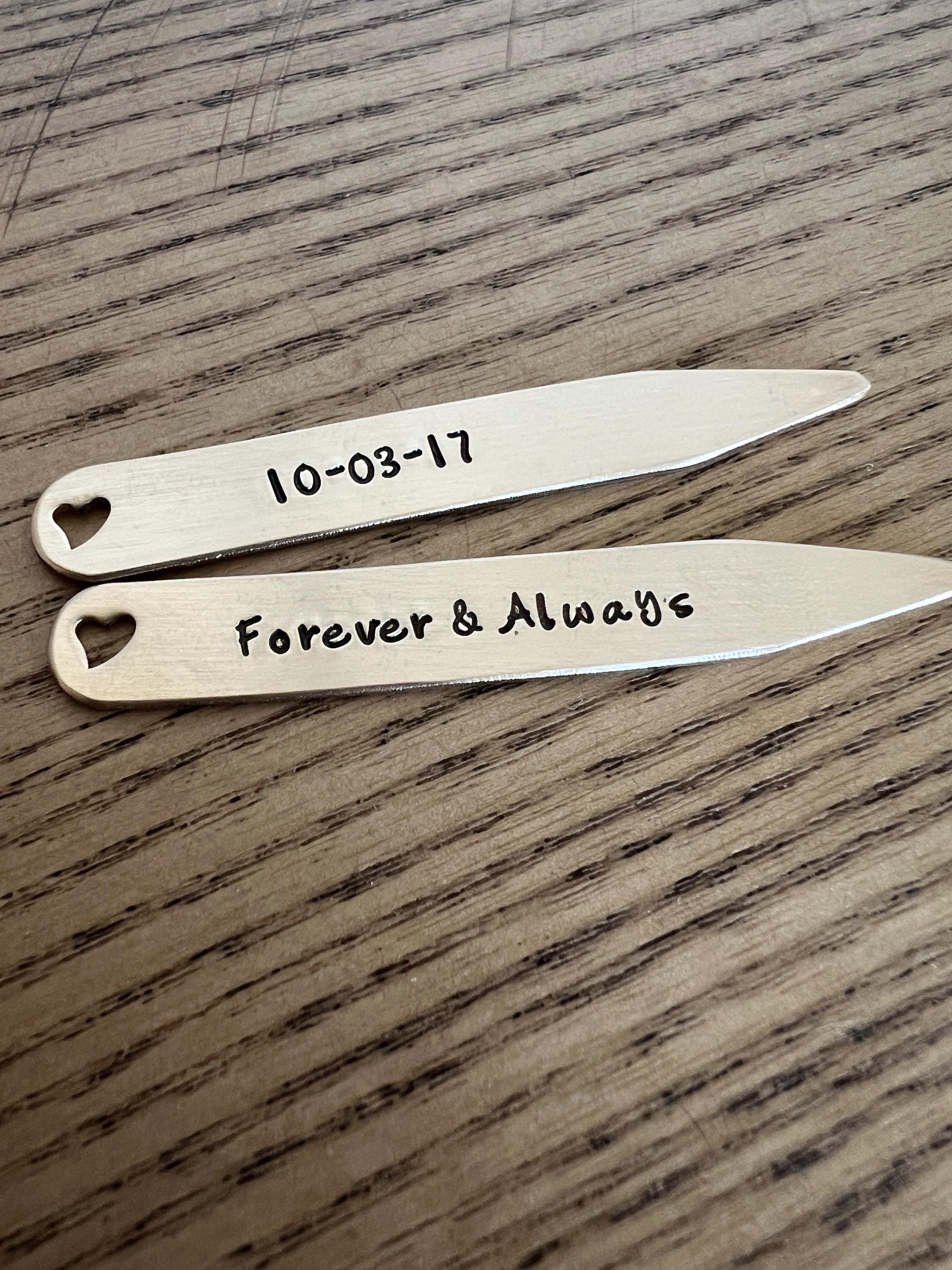 Bronze collar stays/Anniversary Gift/Personalized Gift/ 8 Year Anniversary Gift