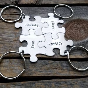 Puzzle piece keychain set wedding  party gift or best friends stainless steel sister gift