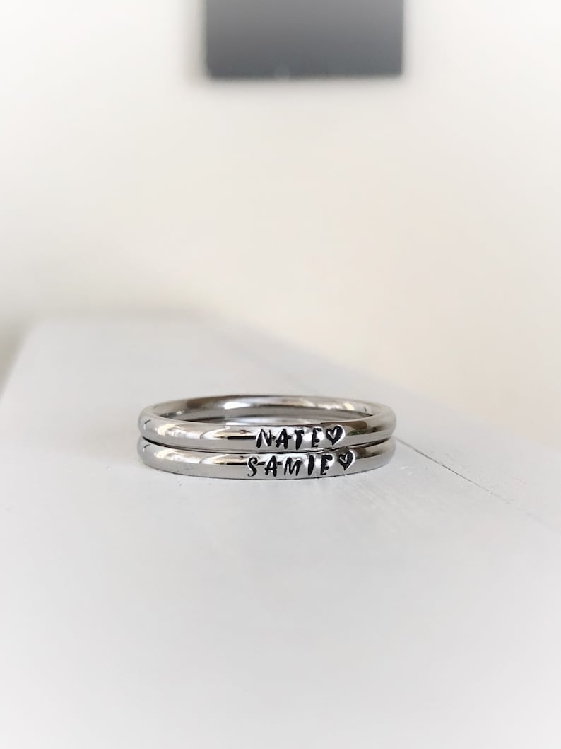 Stacking Ring Name Ring Stacking Ring Personalized Custom Name - Etsy