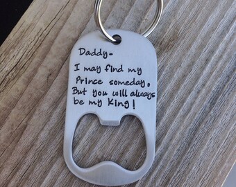 Hand stamped bottle opener gift for Dad stainless steel gift for him Father's Day gift