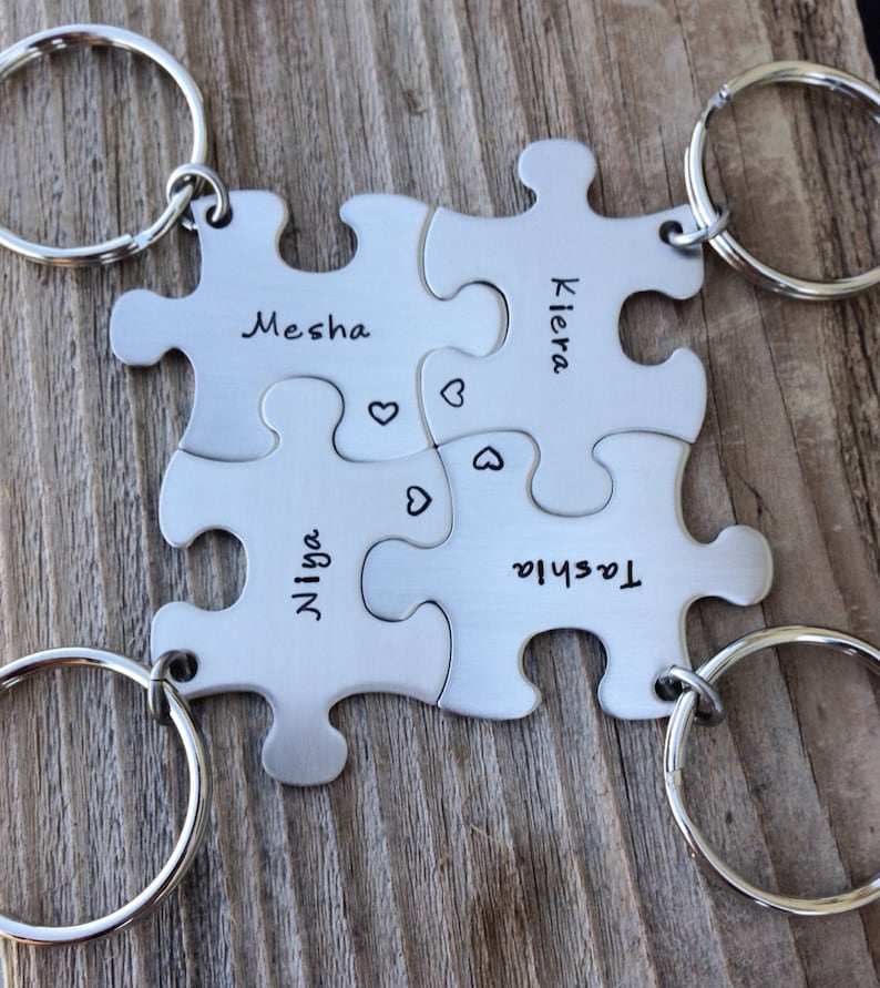 Puzzle Piece Name Keychain Customizable Personalized Hand Etsy