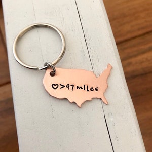 Long Distance Boyfriend Gift, Long Distance Relationship, USA keychain, personalized gift
