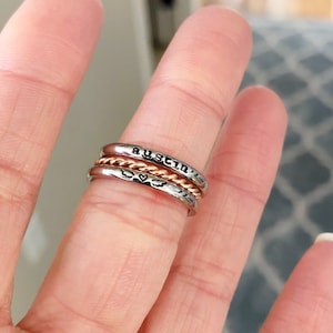 Spacer Ring,Twisted Spacer Ring, Stackable ring, Personalized custom name ring, stacking ring, Rose gold Stainless Steel ring, Tiny ring