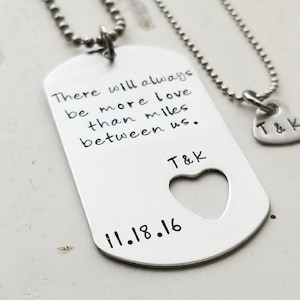 Long Distance Relationship, Couples Necklace Set, Military Dog Tag,  Boyfriend Gift, Girlfriend Gift