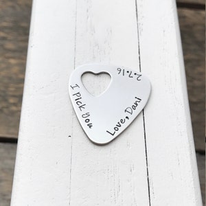 Custom guitar pick/Gift for Husband/ Hand stamped guitar pick/ Gift for Boyfriend/Gifts under 20