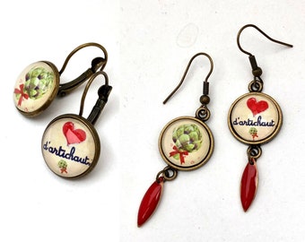 Mismatched earrings, artichoke heart, dangling or sleeper.