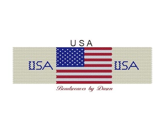 Peyote Bracelet Patterns, Beading Instructions, USA Flag Peyote, Flag Patterns, Bead Patterns, Beadwork Patterns, Peyote Stitch patterns