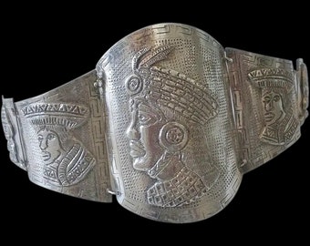 MASSIVE Peru Plata Early Mid-century Handmade .925 Sterling Silver Figural LINK BRACELET ~ 120 Grams