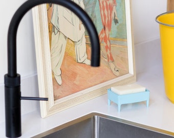 tropical sea blue recycled plastic soap dish + organic soap bar