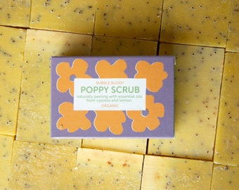 vegan organic poppy scrub soap bar