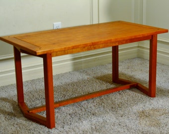 Small Coffee Table made in Cherry with Walnut accents contemporary Japanese design with Kane Tsugi joints fine woodworking