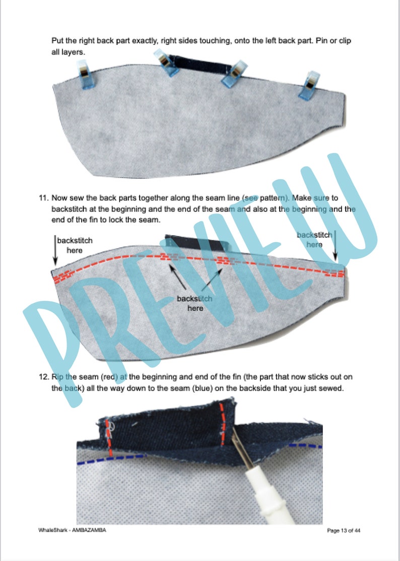 Tutorial and Pattern Pencil Case WhaleShark image 7