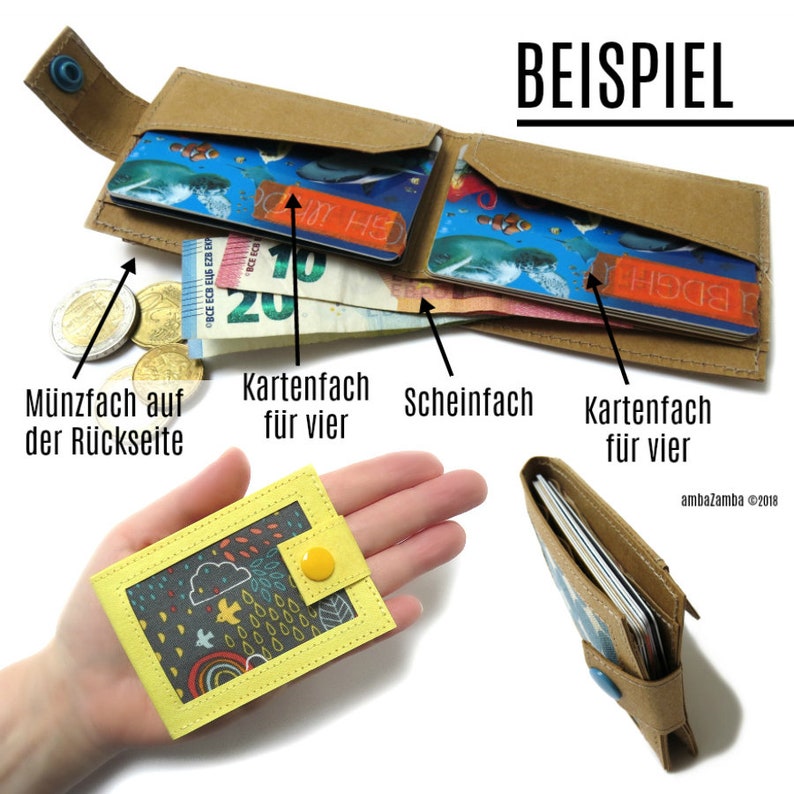 Micronnaie Birnen und Äpfel Mini Portemonnaie aus Papierleder Bild 7