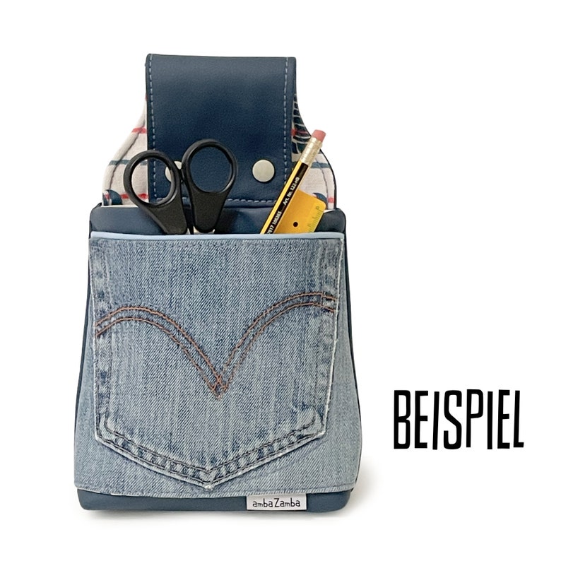 Belt bag Wallaby Upcycling jeans Space for wallet Keys Work material Waiter's bag image 5