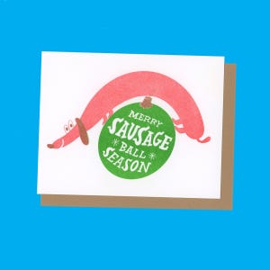 Sausage Ball Risograph Karte mit Rezept!