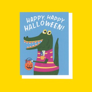 Cartão de felicitações em branco do Halloween Gator