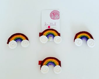 Rainbow Crochet  No-slip Alligator Hair  Clips- Gift Packaged- Perfect Gift Idea for Birthday Favor