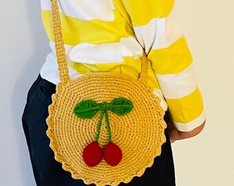Handcrafted Cherry Bag- Hand Crochet super cute Summer Bag for Kids