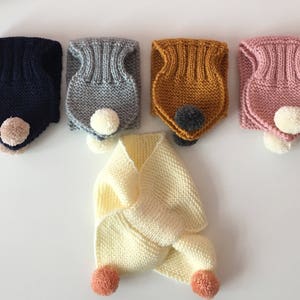 Knitted Kid's- Toddler Keyhole PomPom Scarf