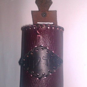unique tzedakah box, judaika art, genuine leather, holyland art image 3