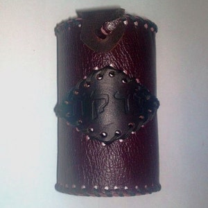 unique tzedakah box, judaika art, genuine leather, holyland art image 2