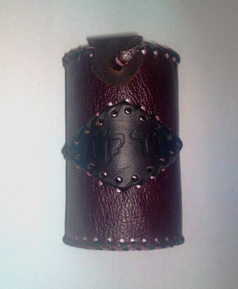 unique tzedakah box, judaika art, genuine leather, holyland art image 2