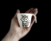 Fox espresso cup with saucer in black and white