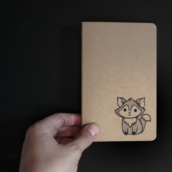 Hand drawn fox moleskine notebook,  CIJ, Christmas in july