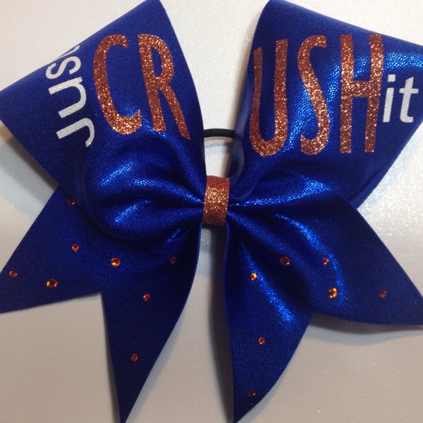 Just Crush it - with rhinestones, cheer bow 3" inch cheer bows