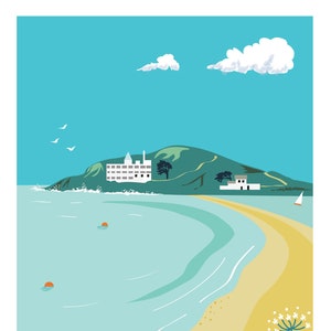 Signerat A4-tryck av Burgh Island-stranden i södra Devon