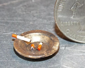 Miniature Dolls House Accessories Ashtray and Pipe 1:12th scale miniature size Miniature Dolls House Accessories Ashtray and Pipe 1:12th scale miniature size