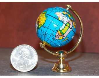 Dollhouse Miniature Study Furniture Floor Standing World Globe White Stand