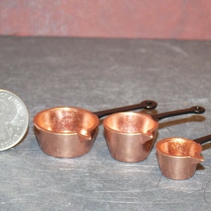 Dollhouse Miniature Copper Cooking Pots Cookware Set 1:12 one inch scale D152 Dollys Gallery