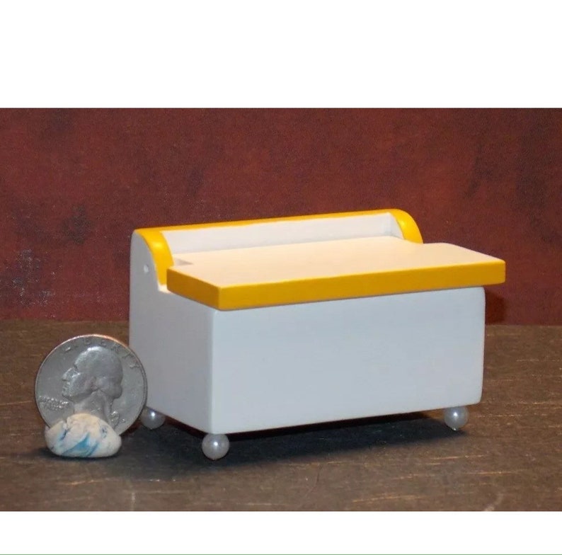 Dollhouse Miniature White Yellow Toy Box Chest 112 Scale E70 Etsy