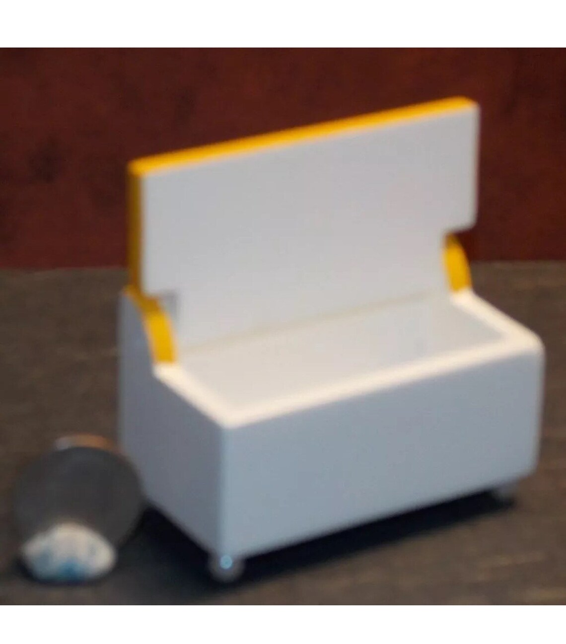 Dollhouse Miniature White Yellow Toy Box Chest 1:12 Scale E36 Dollys ...
