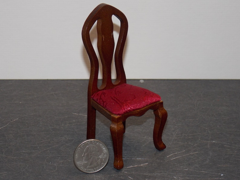 Dollhouse Miniature Kitchen Side Chair Walnut Finish 1:12  one inch scale D52 