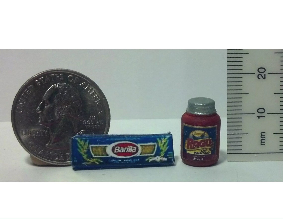 Dollhouse Miniature Spaghetti Sauce & Box of Noodles 112 One Etsy