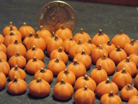 Dollhouse Miniature Fall Halloween Pumpkins Black 6pc 1:12 H26 Dollys Gallery