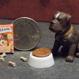 Dollhouse Miniature Pet Dog & Food Set DOG203 Échelle 1:12 1 pouce C133 B115 Dollys Gallery