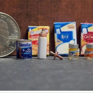 Dollhouse Miniature Baby Food Set Pink Bottle 1:12 in scale D95 Dollys Gallery