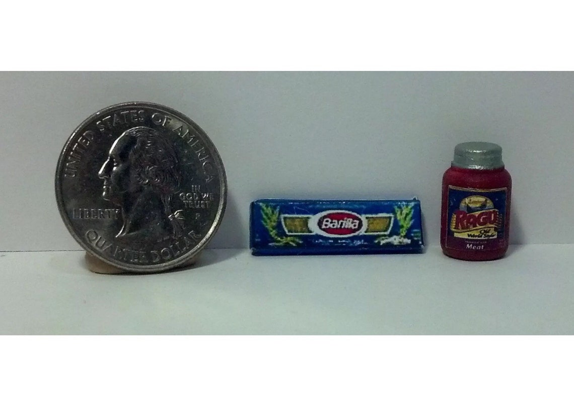 Dollhouse Miniature Spaghetti Sauce & Box of Noodles 112 One Etsy