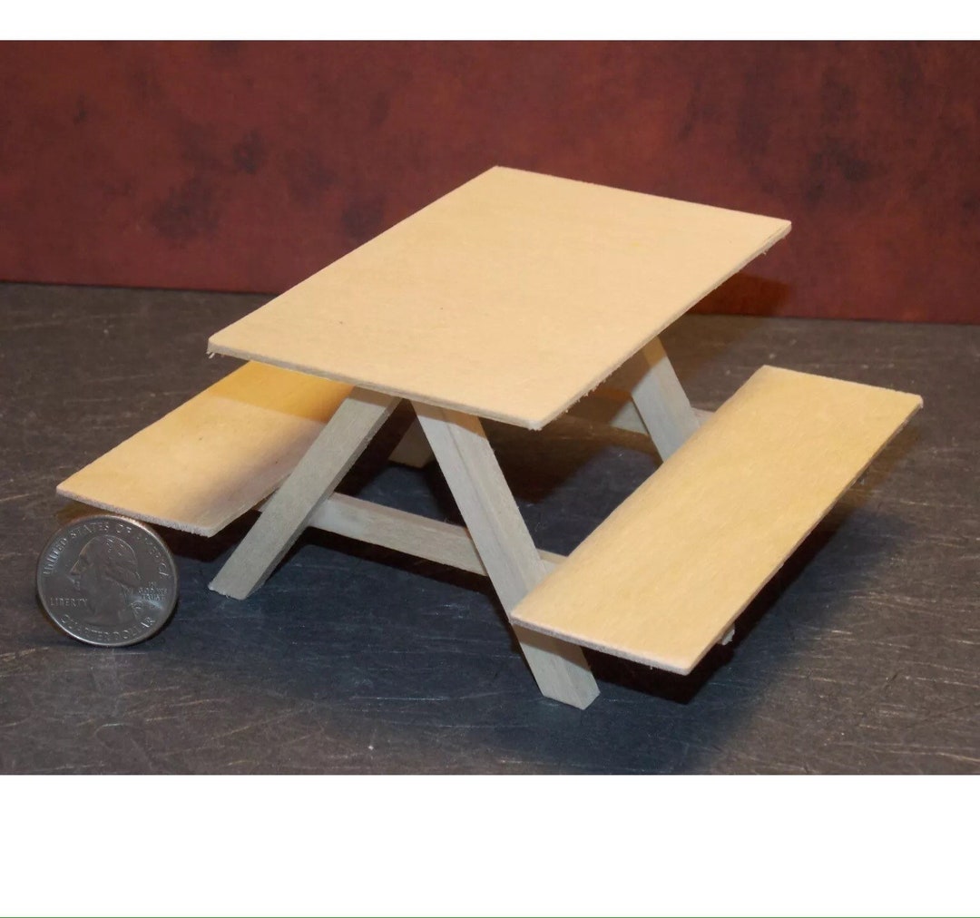 Dollhouse Miniature Garden Picnic Table 1:12 One Inch Scale C64 Dollys ...