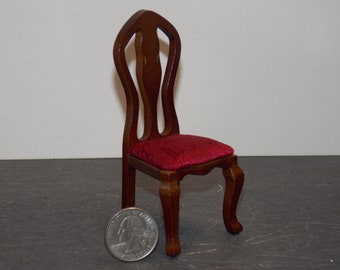 Dollhouse Miniature Kitchen Dining Room Chair Walnut Wood 1:12 one inch scale A4 Dollys Gallery