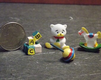 Dollhouse Miniature Baby Toys Set of 4  Bear Rocking Horse1:12 one inch scale B168 B169 Dollys Gallery