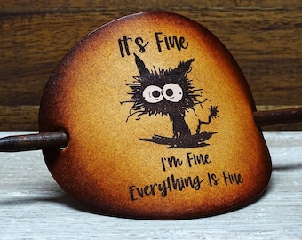 Leather Hair Clip - Black Cat - OX Antique – It’s fine – Vickys World - Crazy Monday Cat Halloween