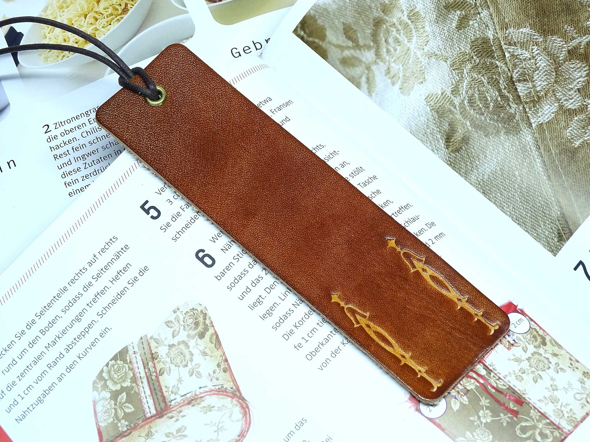 Leather Bookmark - OX Lion Art Nouveau Style Sceptre