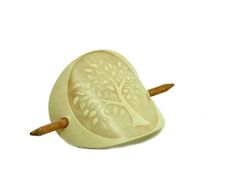 Barrette OX Nature Life Tree - Leather Hair slide