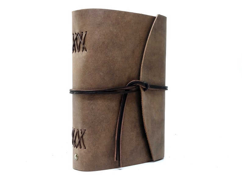 Leather Book Diary Notebook Vickys World Box OX Raw Cocoa Din A5 with 400 Pages Free Personalization image 4